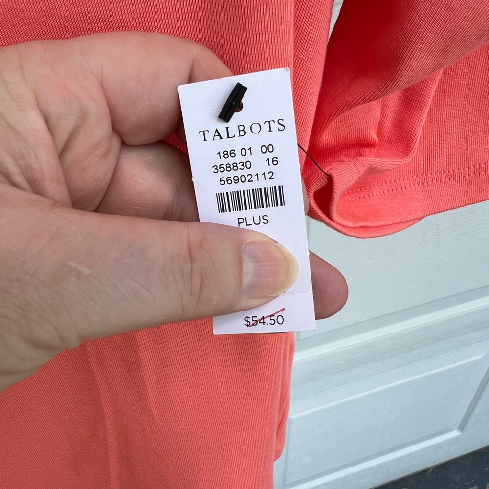 NWT Talbots Pretty Light Orange Ballet Neck 3/4 Sleeve Top - Picture 4 of 5